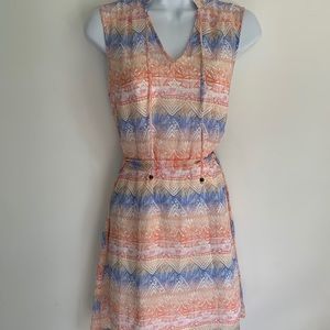 F21 Cream Orange Blue Sleeveless Dress